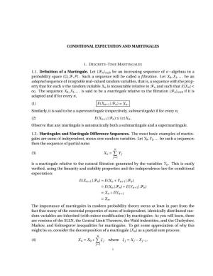 CONDITIONAL EXPECTATION and MARTINGALES 1.1. Definition of A