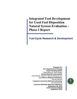 Integrated Tool Development for Used Fuel Disposition Natural System Evaluation –
