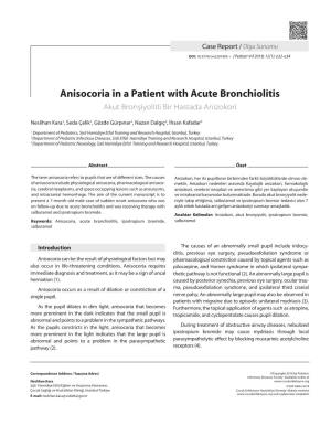 Anisocoria in a Patient with Acute Bronchiolitis Akut Bronşiyolitli Bir Hastada Anizokori