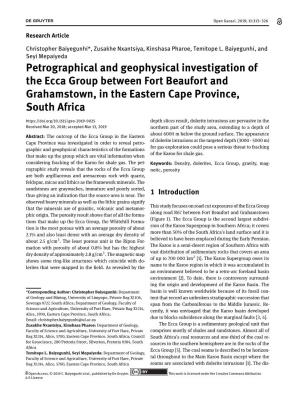 Petrographical and Geophysical Investigation of the Ecca Group