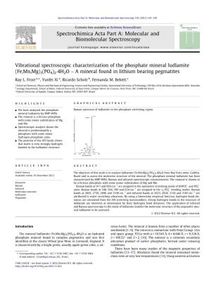 Vibrational Spectroscopic Characterization of the Phosphate Mineral Ludlamite