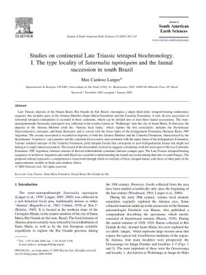 Studies on Continental Late Triassic Tetrapod Biochronology. I. the Type Locality of Saturnalia Tupiniquim and the Faunal Succession in South Brazil