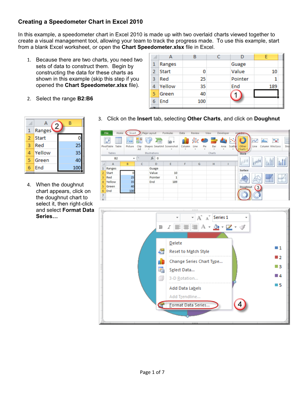 Creating a Speedometer Chart in Excel 2010