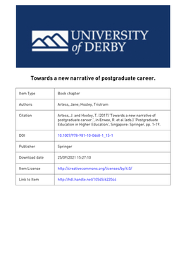 Towards a New Narrative of Postgraduate Career