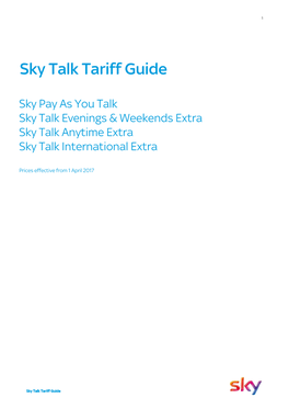 Sky Talk Tariff Guide