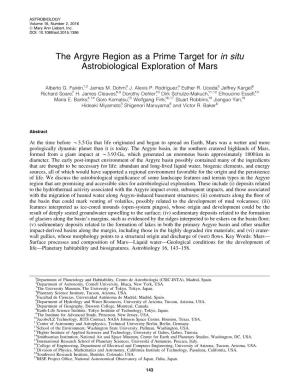 The Argyre Region As a Prime Target for in Situ Astrobiological Exploration of Mars