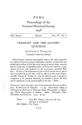 Vermont and the Slavery Question