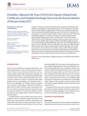 Disability-Adjusted Life Years (Dalys) for Injuries Using Death Certificates and Hospital Discharge Survey by the Korean Burden of Disease Study 2012