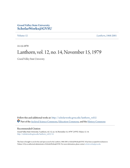 Lanthorn, Vol. 12, No. 14, November 15, 1979 Grand Valley State University