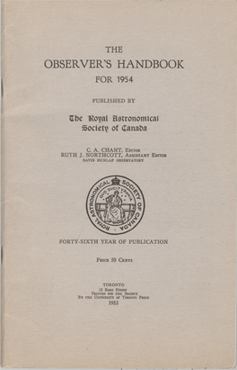 The Observer's Handbook for 1954