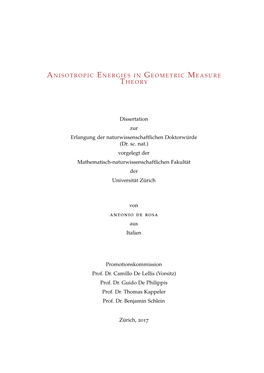 Anisotropic Energies in Geometric Measure Theory