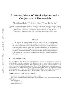 Automorphisms of Weyl Algebra and a Conjecture of Kontsevich