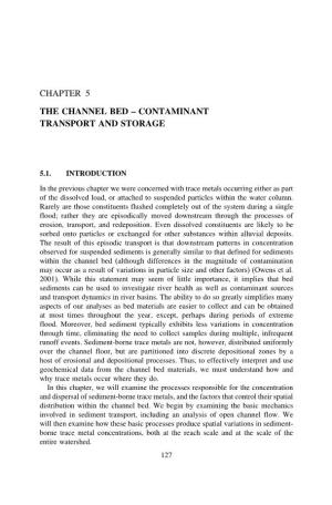 Chapter 5 the Channel Bed – Contaminant Transport and Storage