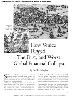How Venice Rigged the First, and Worst, Global Financial Collapse by Paul B