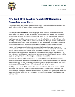 NFL Draft 2015 Scouting Report: SAF Damarious Randall, Arizona State