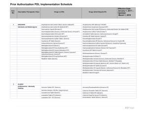 Prior Authorization PDL Implementation Schedule