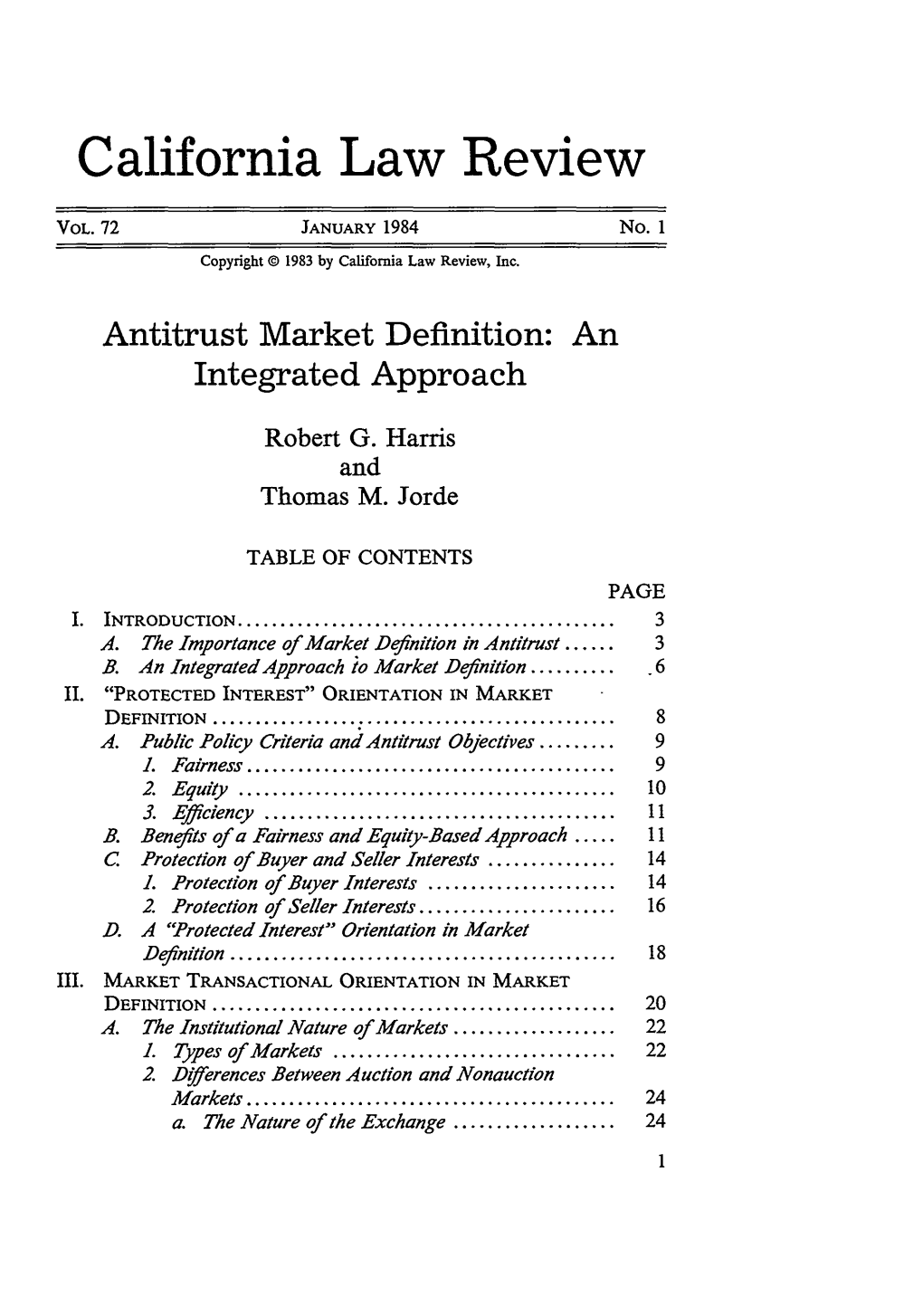 Antitrust Market Definition: an Integrated Approach