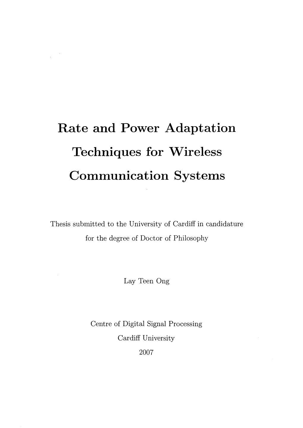 Rate and Power Adaptation Techniques for Wireless Communication Systems