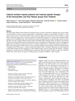 Cultural Variation Impacts Paternal and Maternal Genetic Lineages of the Hmong-Mien and Sino-Tibetan Groups from Thailand