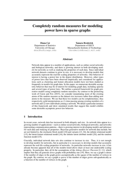 Completely Random Measures for Modeling Power Laws in Sparse Graphs