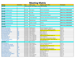 Meeting Matrix Meeting Committee Time Office / Intro Member / Staff / Office Participants 8:00 AM House Overview: 2247 Rayburn House Office Building