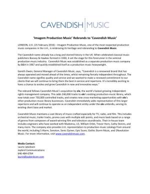'Imagem Production Music' Rebrands to 'Cavendish Music'