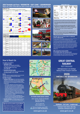 2020 Timetable and Fares: RUDDINGTON