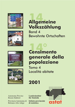 2001 Allgemeine Volkszählung Censimento Generale Della