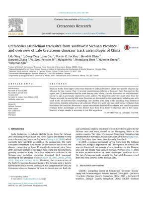 Cretaceous Saurischian Tracksites from Southwest Sichuan Province and Overview of Late Cretaceous Dinosaur Track Assemblages of China