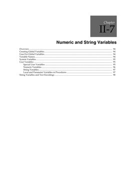 Numeric and String Variables