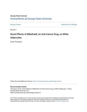 Novel Effects of Mibefradil, an Anti-Cancer Drug, on White Adipocytes