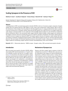 Scaling Synapses in the Presence of HIV