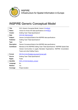 INSPIRE Generic Conceptual Model