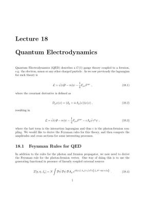 Lecture 18 Quantum Electrodynamics