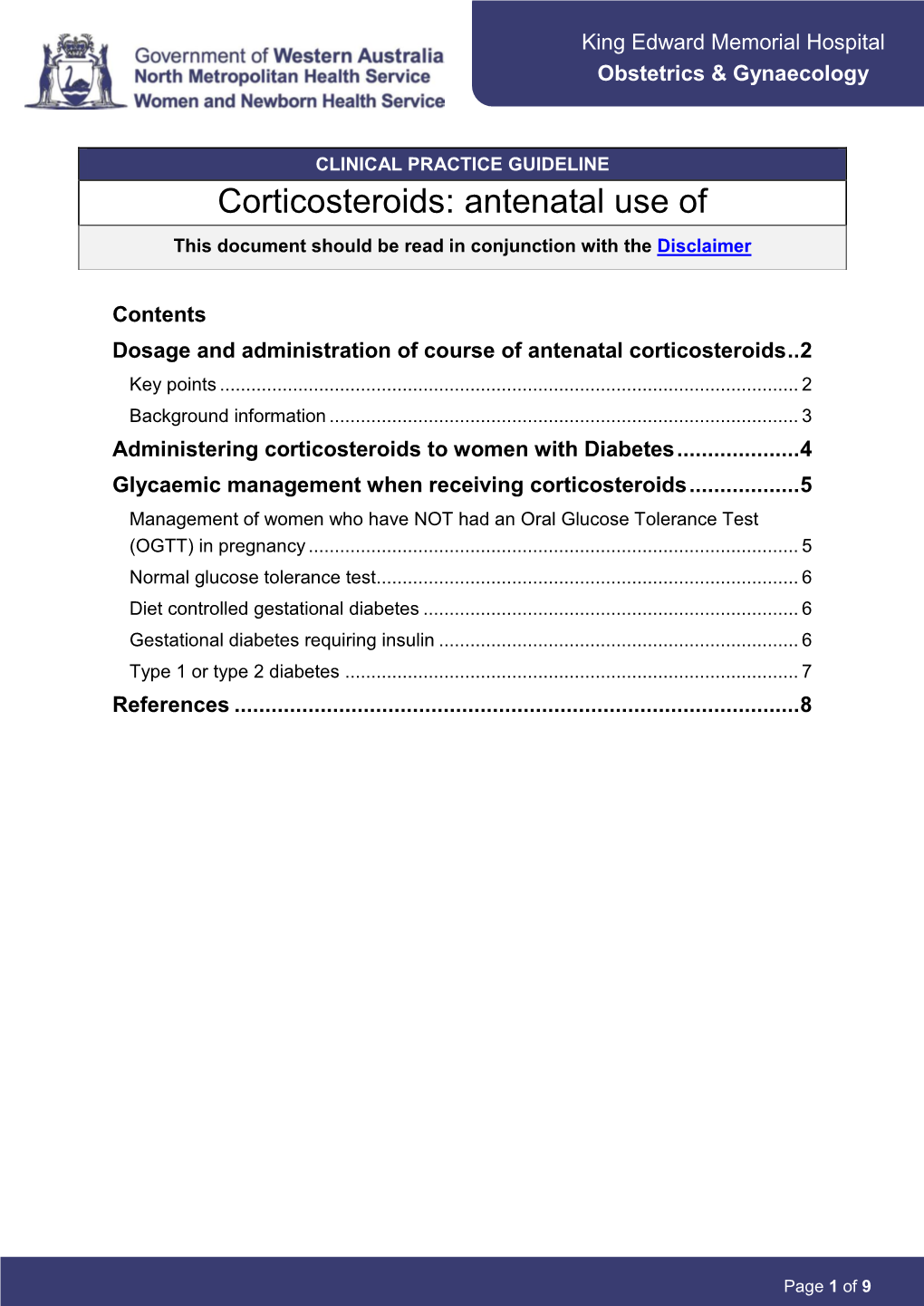 Corticosteroids Antenatal Use Of