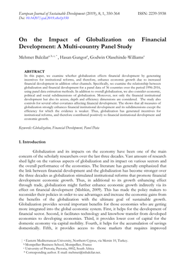 On the Impact of Globalization on Financial Development: a Multi-Country Panel Study