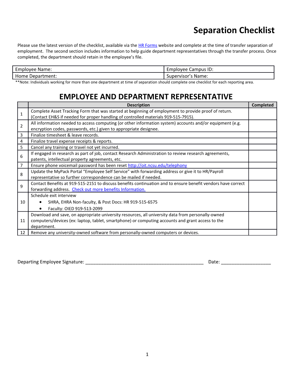 Employee and Department Representative