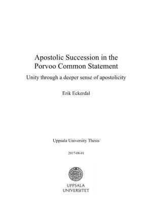 Apostolic Succession in the Porvoo Common Statement Unity Through a Deeper Sense of Apostolicity