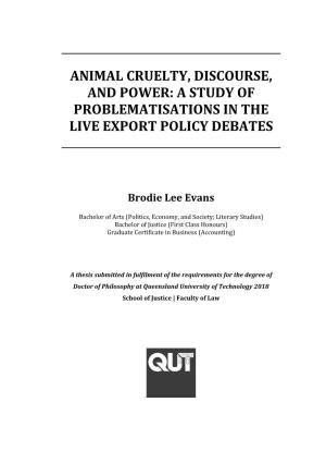 A Study of Problematisations in the Live Export Policy Debates
