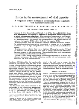 Errors in the Measurement of Vital Capacity a Comparison of Three Methods in Normal Subjects and in Patients with Pulmonary Emphysema