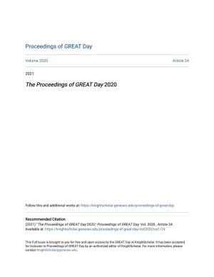 The Proceedings of GREAT Day 2020