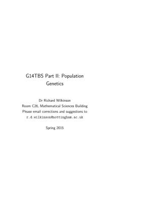 G14TBS Part II: Population Genetics