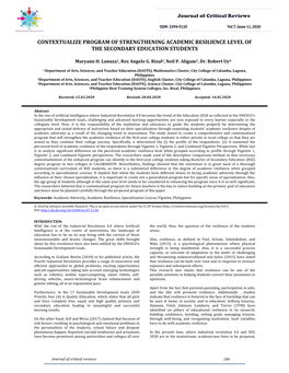 Contextualize Program of Strengthening Academic Resilience Level of the Secondary Education Students