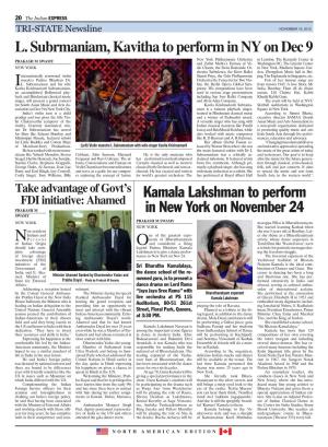 Indian EXPRESS TRI-STATE Newsline NOVEMBER 16, 2012 L