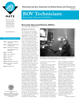 ROV Technicians Remotely Operated Vehicles