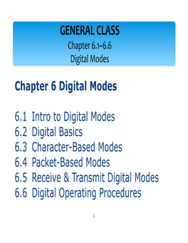 GENERAL CLASS Chapter 6.1~6.6 Digital Modes