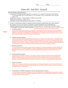 Chem 452 - Fall 2012 - Exam II