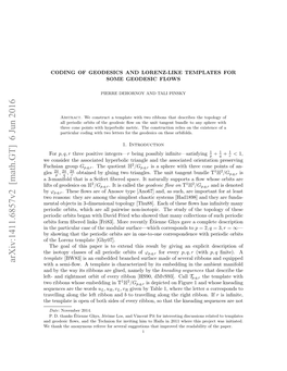 Coding of Geodesics and Lorenz-Like Templates for Some Geodesic Flows