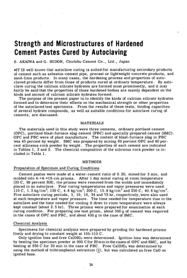 Strength and Microstructures of Hardened Cement Pastes Cured by Autoclaving S