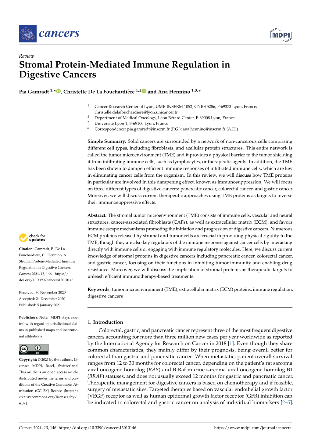 Stromal Protein-Mediated Immune Regulation in Digestive Cancers